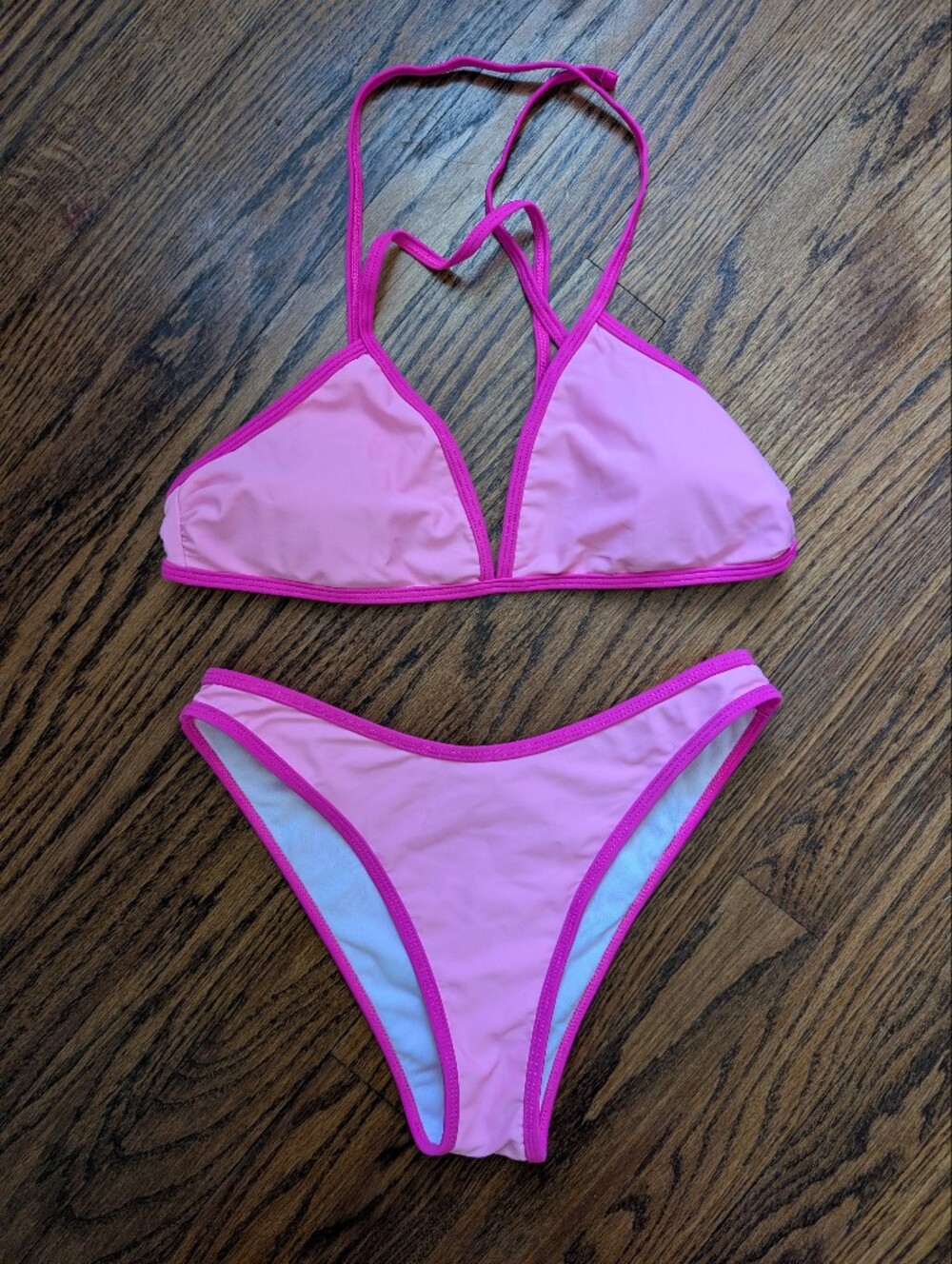 Pink Colorblock String Bikini Set Size S - Picture 2 of 4
